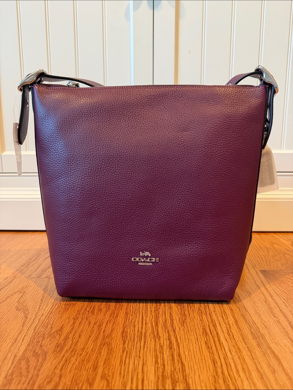 Coach Val Duffle Pebbled Leather Shoulder Bag - Plum